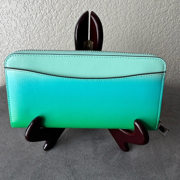 Kate Spade Aqua Green Morgan Ombre Zip Around Continental Wallet NWT - Picture 6 of 15